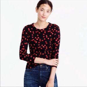 J Crew Tippi Sweater, Cherry Print, Size Small, Cozy 100% Merino Wool sooo soft
